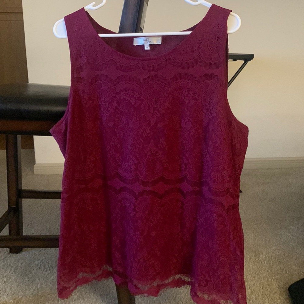 Maroon lace blouse, not see through